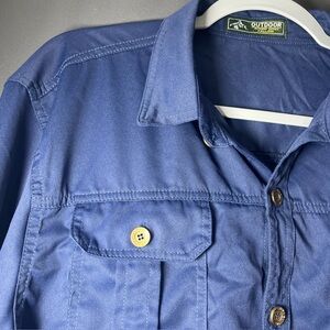 Outdoor Series Men's Navy Blue Casual Button Down Shirt Two Pockets
